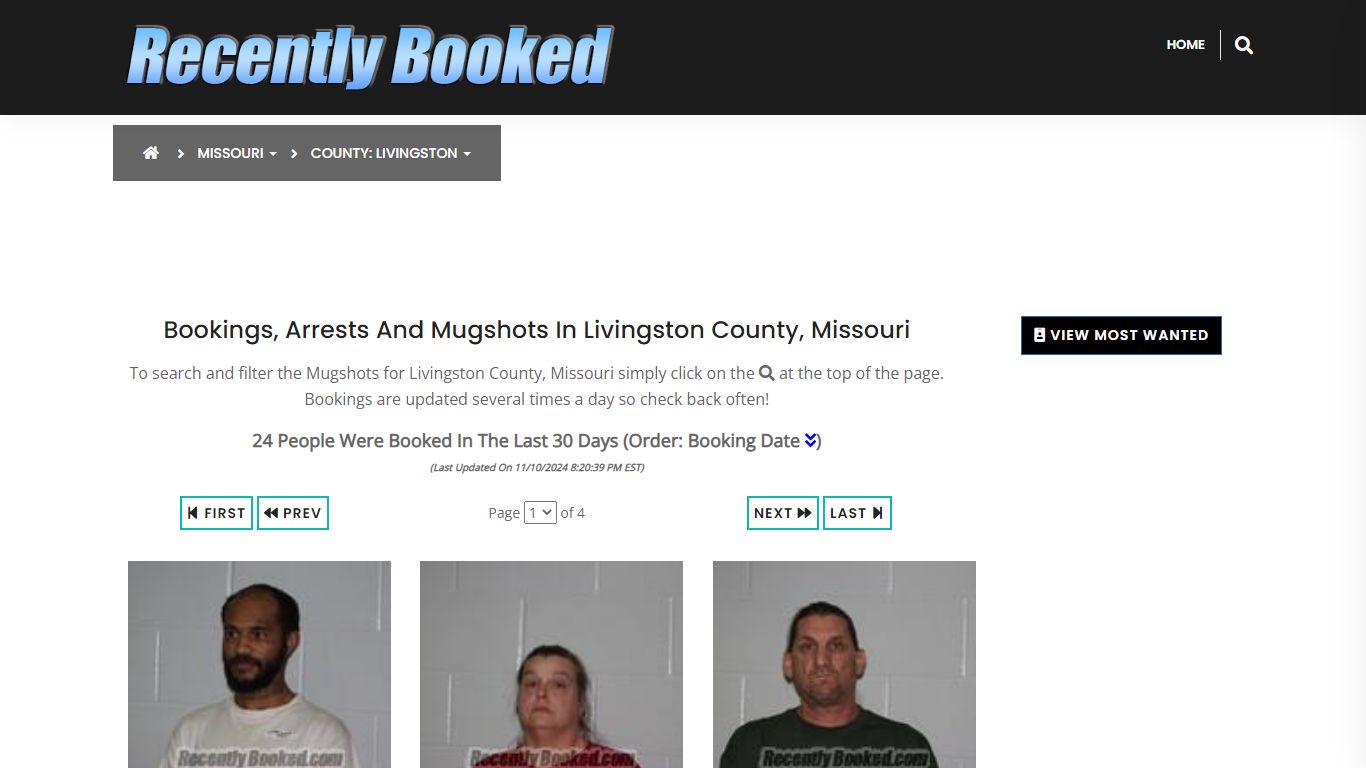 Bookings, Arrests and Mugshots in Livingston County, Missouri